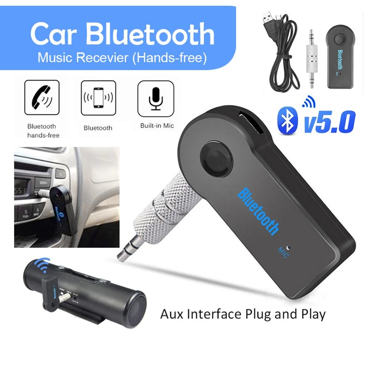 Wireless Car Bluetooth Receiver Adapter - 3543