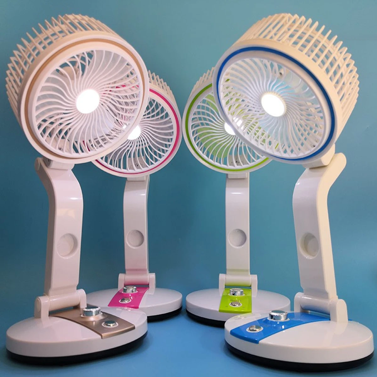 Folding fan with LED light